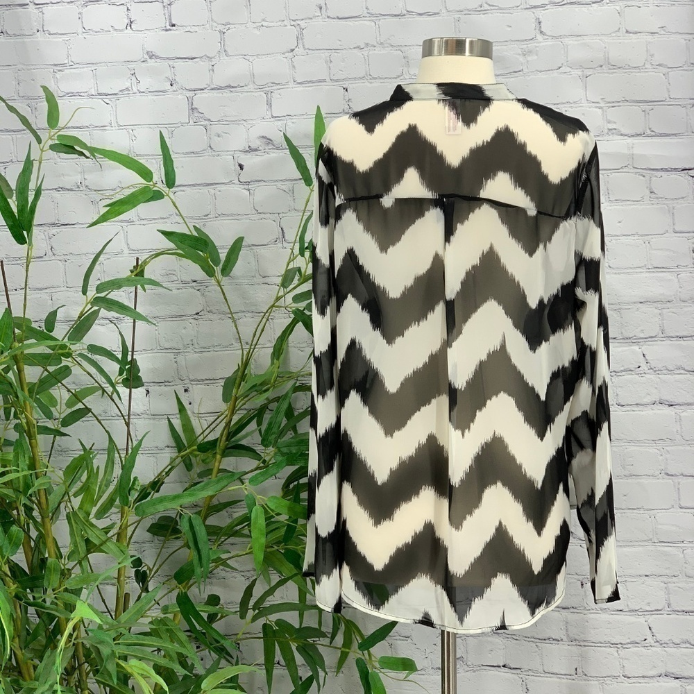 ๐No Boundaries Black & White Long Sleeve SheerTop - Picture 3 of 7